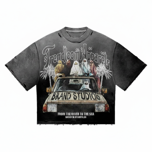 Camiseta de Algodón Unisex Estilo Urbano Americano, Impresión Personalizada, Algodón Premium, Logotipo Personalizado, Corte Holgado, Tallas Grandes - Product Image 5