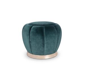 Pouf moderne en velours, couleur turquoise, forme ronde, rembourrage doux, meubles de salon, tabouret pour la maison - Product Image 1