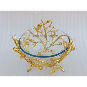 Bol à fruits en métal doré, design fantaisie en forme d'arbre, technique personnalisable, pour Noël et les fêtes, à usage décoratif, livraison gratuite - Product Image 1