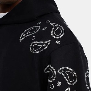 Sweat-shirt à capuche zippé pour homme, coupe ample, décontracté, noir, en coton French Terry, streetwear d'hiver, service OEM - Product Image 5
