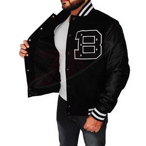 Chaqueta Letterman 100% Poliéster, Manga Larga, Detalles Bordados, Acabado Cortavientos y Cierre de Botones, Diseño de Logotipo Personalizado - Product Image 4