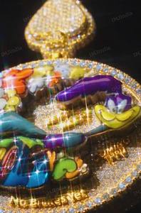 Pendentif personnalisé Iced Road Runner : Argent sterling 925 Moissanite Dessin animé - Product Image 3