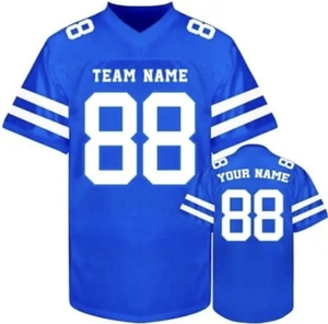 Custom American Football Jersey Plus Size Unisex Black <b>Blue</b> <b>Mesh</b> V-Neck Short Sleeve Moisture Wicking 100% Polyester Team Name - Product Image 2