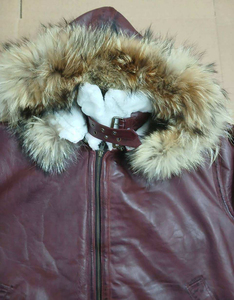 Veste en cuir véritable bordeaux pour femme avec capuche en fourrure amovible, manteau d'hiver à manches longues - Product Image 3
