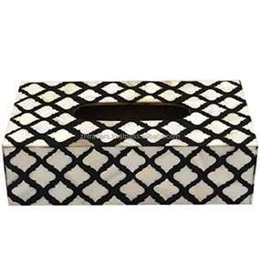 Boîte à mouchoirs rectangulaire avec incrustation de nacre, logo personnalisé, élégante, porte-serviettes fait main pour bureau, taille personnalisée acceptée - Product Image 2