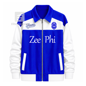 Custom Zeta Phi Beta Sorority Windbreaker embroidered logo blue & <b>white</b> Casual Style for female with polyester lining - Product Image 1