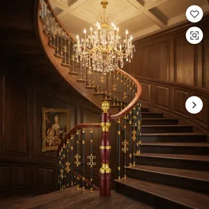 Rampe d'escalier incurvée de luxe en acier inoxydable avec accents dorés, balustres noirs, poteaux ornés, design moderne, résistant à l'eau - Product Image 1