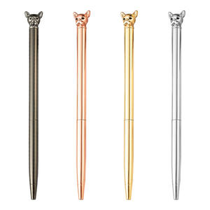 Stylos à bille mignons au design tendance, tête de bouledogue chromée, pour cadeaux avec logo personnalisé - Product Image 3
