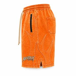 Men's Fleece <b>Shorts</b> Elastic Waist Drawstring Side <b>Zip</b> <b>Pockets</b> Sporty Style Sand Wash Midweight Summer Wear - Product Image 3