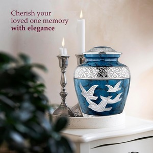 Urnas de Cremación para Cenizas Humanas, Urna Decorativa para Entierro de Hombres y Mujeres Adultos, con Diseño de Pájaros Azules Grandes - Product Image 2