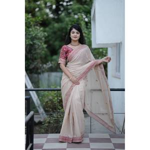 Conjuntos de mujer de Sari de diseñador con hilo de Zari elegante y secuencia de trabajo - Product Image 6