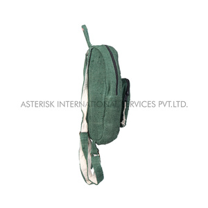 100% fait à la main népal Premium qualité chanvre sac à dos qualité fermeture éclair couleur verte taille moyenne utile pour les voyages scolaires pour les filles enfants - Product Image 3