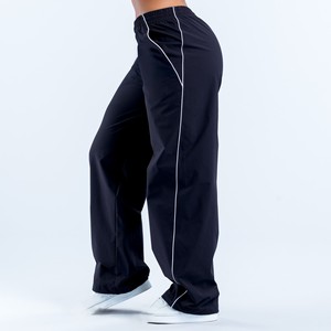Custom <b>Black</b> <b>Womens</b> Relaxed Fit Track Pants Side Legs Piping Detail Casual Athleisure Streetwear <b>Trousers</b> Wholesale USA UK EU - Product Image 2