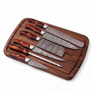 Ensemble de couteaux de cuisine en acier Damas, 6 pièces, manche en bois de rose, ensemble de couteaux de chef professionnels, aiguiseur, fabrication directe d'usine - Product Image 5