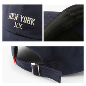 Customizable Cotton Baseball Cap With Embroidered New York NY Letters Curved Brim Adjustable Strap Buckle <b>Dad</b> <b>Hat</b> Unisex - Product Image 6