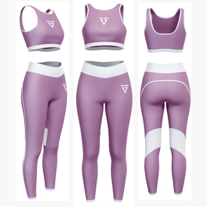 Seamless Ribbed Yoga Set Women Workout Outfits 2 Piece High Waist Leggings Sports Bra Gym Clothing Activewear Fitness Wear Set - Product Image 4