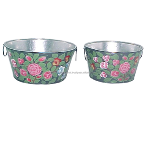 Macetas Redondas de Metal de Diseño Pintadas a Mano, Macetas de Lujo para Plantas de Diseño para el Hogar, Jardín y Restaurante, Accesorios Florales para Jardín - Product Image 5