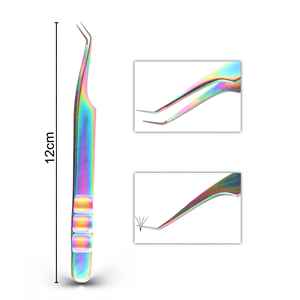 Pinces à épiler à pointe en fibre pour cils individuels classiques et volume, pinces à cils en acier inoxydable 12 cm, légères et faites à la main - Product Image 2