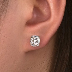 New Look's 925 Sterling <b>Silver</b> White Gold Plated 2.0 Carat Cushion Cut 4 Prong <b>Set</b> Trendy Women's Moissanite <b>Stud</b> <b>Earrings</b> - Product Image 6