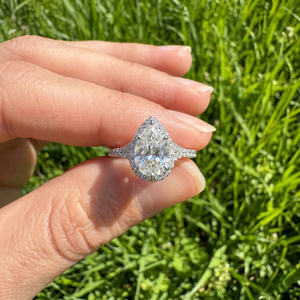 Bague de fiançailles en diamant de laboratoire taille poire pour femme, en argent 925, avec halo, certifiée IGI, style classique, cadeau d'anniversaire, VVS2 TJ02 Argent - Product Image 4