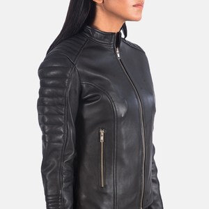<b>Women's</b> Faux Leather Motorcycle <b>Jacket</b> Winter Solid Plain Dyed Raw Breathable PU Customizable Standard Faux Fur Lining Moto - Product Image 6