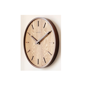 Luxury Wooden <b>Wall</b> <b>Clock</b> Natural Wood Face Leather Strap Suspension Minimalist Rustic Design Hanging Mechanical Silent Movement - Product Image 4