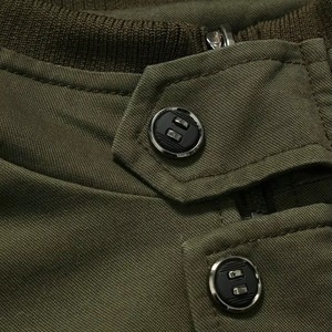 Olive Drab Stand Collar Utility Bomber Jacket Men Premium Cotton Twill Zip Front OEM Casual Outerwear - Product Image 3