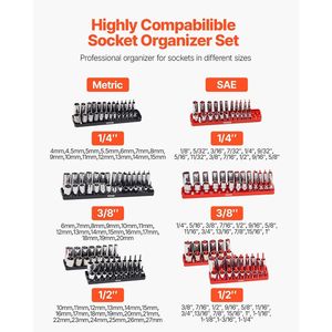 ชุดถาดซ็อกเก็ตแท่งสูง8ชิ้นตัวจัดระเบียบสีดำ & แดงสำหรับเครื่องมือเมตริก SAE ที่เก็บเครื่องมือคุณภาพสูง - Product Image 2