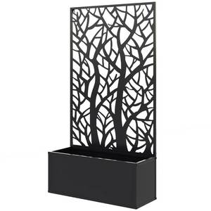 Macetero Moderno de Hierro Negro con Diseño Floral Recortado, Decoración para Jardín Exterior, Acabado con Recubrimiento en Polvo - Product Image 4