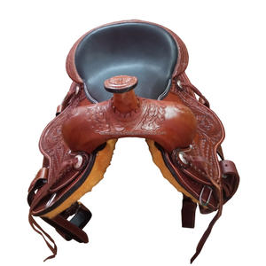 Cómodo sillín occidental acolchado para jinete y caballo Western Pleasure Trail Riding Saddle con diseño personalizado - Product Image 1