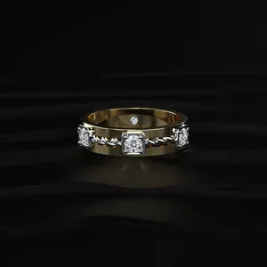 Round Brilliant Labgrown Diamond Eternity <b>Ring</b> with Twisted Rope Design High polish Diamond <b>Ring</b> For Men's From <b>Indian</b> Supplier. - Product Image 3