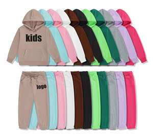 Girls <b>Pink</b> Cotton Hooded <b>Tracksuit</b> Full Sleeve Solid Color Casual Jogging Set with Drawstring Waist and Side Pockets - Product Image 6