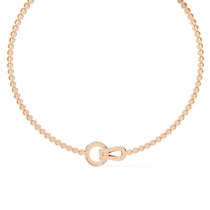10K 14K 18K Rose Gold Horseshoe Buckle <b>Necklace</b> Round Bead Chain for Modern Women’s <b>Statement</b> Diamond Jewellery Collection - Product Image 3