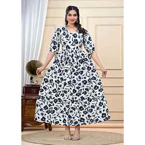 Elegante Vestido Maxi Floral para Mujer, Tejido en Rayón, Cintura Natural, Informal, para Fiesta, Elegante - Product Image 1