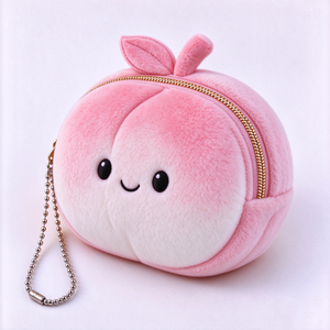ตุ๊กตาพีชแบบกำหนดเอง, กระเป๋าใส่เหรียญตุ๊กตาพีช, กระเป๋าใส่ของรูปผลไม้ตุ๊กตา, พวงกุญแจตุ๊กตา, ตุ๊กตาผลไม้สีชมพู, กระเป๋าสตางค์รูปพีช - Product Image 5