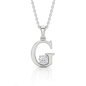 Colgante de Plata de Ley 925 de Lujo con Letra G, Elegante Corte Brillante Redondo, Diamante Cultivado en Laboratorio de 0.300 Quilates, Joyería Fina Unisex para Regalo - Product Image 1