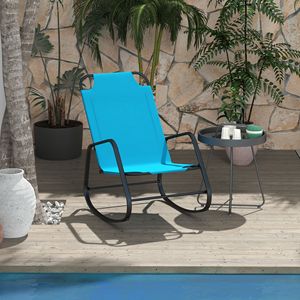 Silla Mecedora Azul Claro para Uso en Interiores y Exteriores, Cómoda para Patio, Balcón, Terraza y Uso en Interiores - Product Image 2