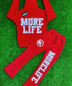 Nouvel ensemble de survêtement tendance en coton épais, coupe ample, 2 pièces, unisexe, personnalisable, avec pantalon de jogging et sweat à capuche - Product Image 5