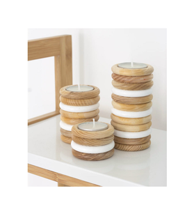 Nouvelle Conception Porte-Bougie en Bois pour 2 Bougies, Décoration de Table, Conteneur de Rangement, Design Élégant, Écologique, Poli - Product Image 4