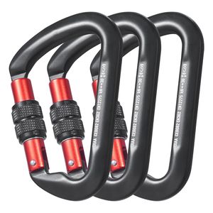 Set di 3 Moschettoni Professionali per Arrampicata ad Alta Resistenza 30 KN/6744 Lbs, Grandi Moschettoni a D per Escursionismo - Product Image 1
