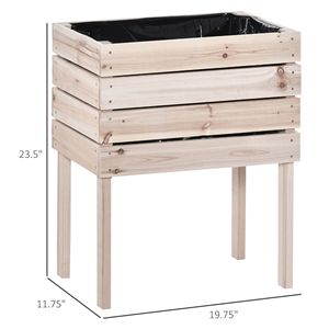 Kit de 4 jardinières surélevées en bois pour l'extérieur, pour plantes, fleurs, légumes et fruits, taille du carton en cm - Product Image 3
