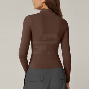 Chaqueta de yoga para mujer de diseño premium, de secado rápido, material elástico, manga larga, con cremallera completa, para correr. - Product Image 2