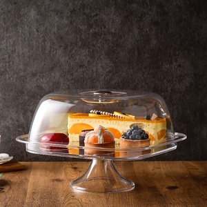 Acrylic <b>Cake</b> <b>Stand</b> Multifunctional Plastic Serving Platter <b>and</b> <b>Cake</b> Plate with <b>Dome</b> - Product Image 2