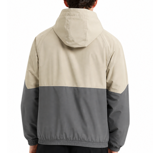 Veste coupe-vent décontractée pour homme, best-seller, design color block, fermeture éclair, gris beige, vêtements d'hiver haut de gamme - Product Image 4