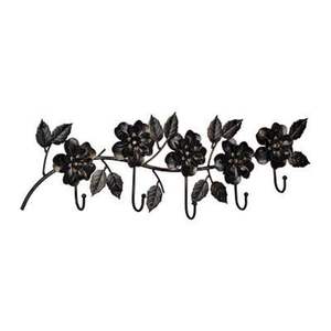 Porte-manteau mural style ferme en métal doré avec 6 crochets, motif branche, fleur en cristal de quartz rose, porte-clés, écologique - Product Image 2