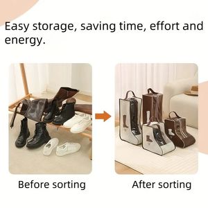 Sacs de rangement multi-usages en PVC durable, résistants à l'humidité et à la poussière, avec fenêtre transparente, design portable et pratique pour le rangement des chaussures et des bottes - Product Image 4