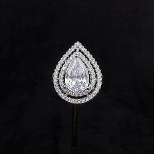 Collier de luxe à 2 couches pour femmes, avec pendentif goutte d'eau en moissanite blanche et ensemble de bijoux en argent, élégant pour mariage et mariée - Product Image 4
