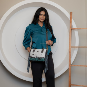 Sac fourre-tout multi-usage usiné à la main en cuir de vachette de style occidental pour femmes - Product Image 4