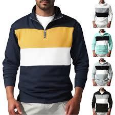 เสื้อคอปกซิปสีตัดต่อสำหรับผู้ชาย |   เสื้อเชิ้ตสตรีทแวร์แขนยาวลายแนวนอน |   เสื้อท็อปแห้งเร็วแบบถักอินเตอร์ล็อคพรีเมียม - Product Image 2