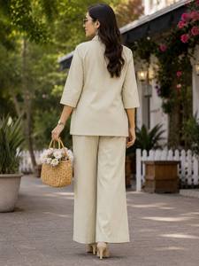 Conjunto Premium de Kurti y Palazzo de Algodón Dhabu con Elegante Bordado para Mujer - Product Image 4